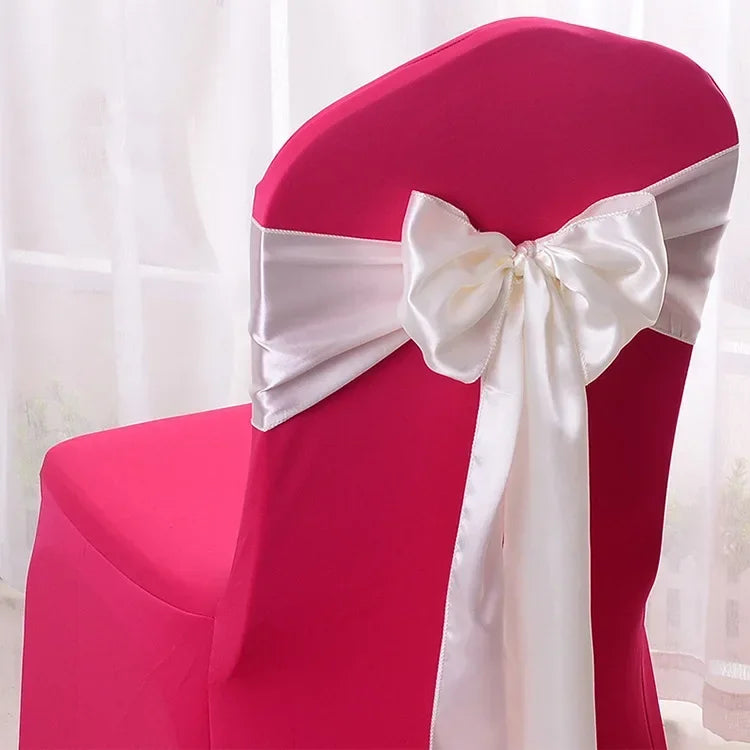 (Pack of 50) Wholesale 10/ Satin Chair Bow Sashes Wedding Chair Knot Ribbon Ties For Party Event Hotel Banquet Supplies Home Decorations