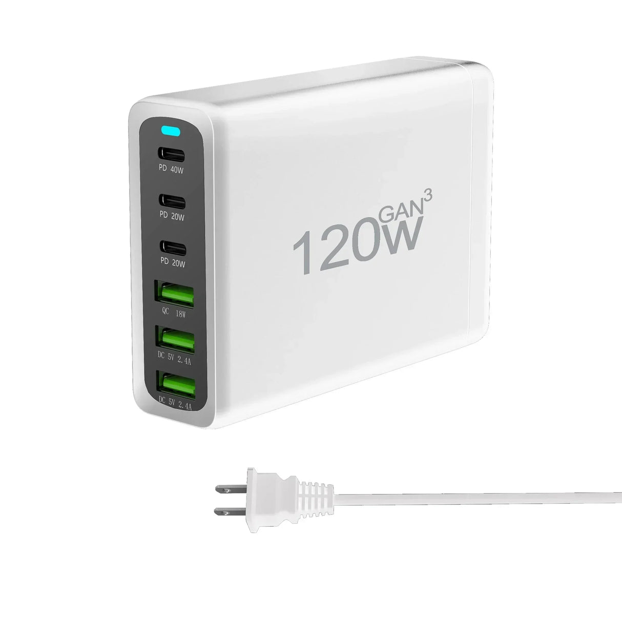 100W 120W 200W GaN Charger 6 Ports USB Type C PD Charger Quick Charge 3.0 USB Type C Quick Charger Mobile Phone USB Charger