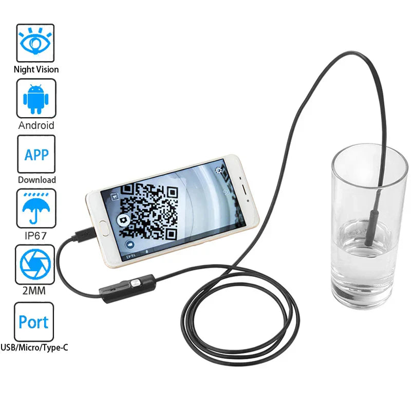 USB Endoscope Type C Borescope for OTG Android Smartphone PC Cars Camera 5.5 mm Inspection Snake Camera micro 3in1 1M 2M APP Cam