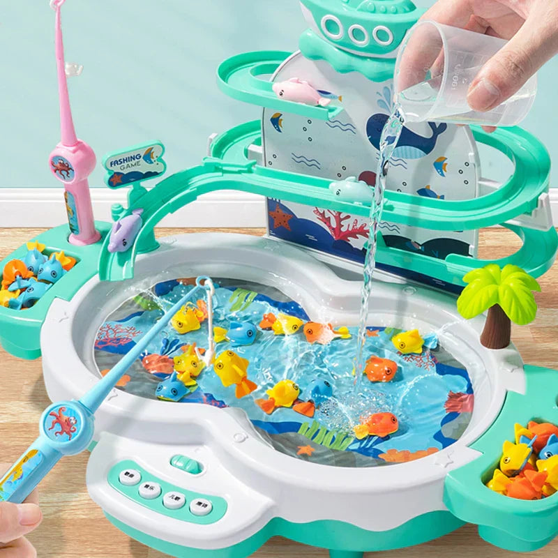 Infant Shining Kids Electric Fishing Toy Pool Baby 2-3 Years Old Boys and Girls Magnetism Fishing Suit Fishing Game for Baby