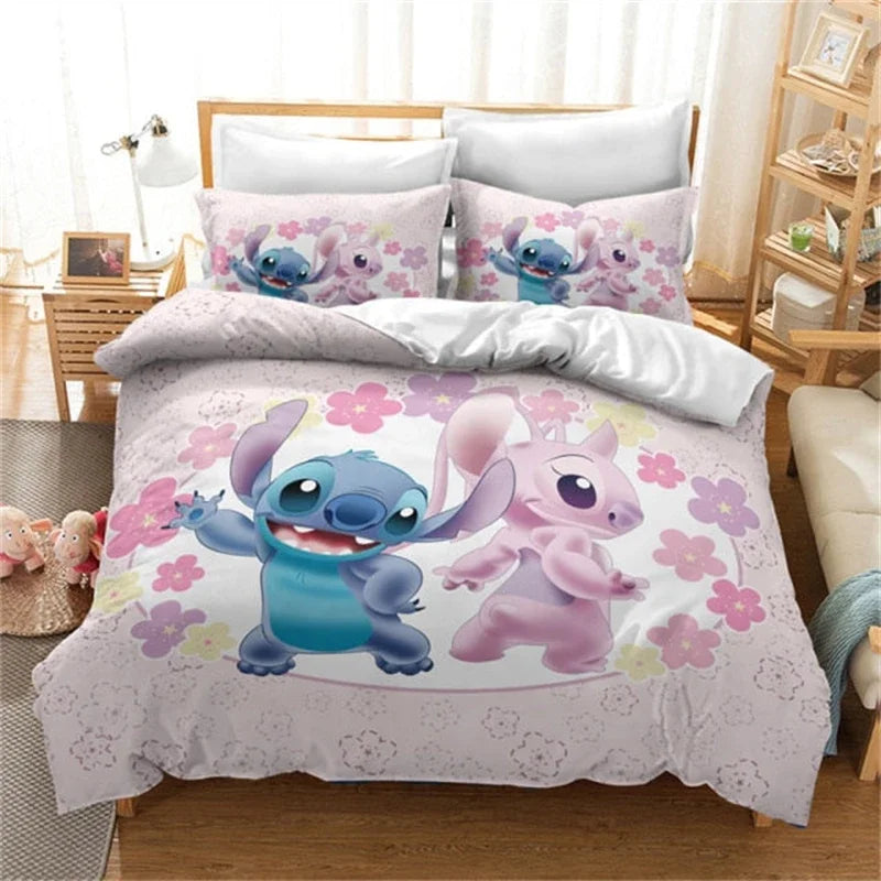 Duvet Cover 3D Anime Stitch Pattern Duvet Cover Set Pillowcase Bedding Set Single Double Queen Size Support Custom Size Kids