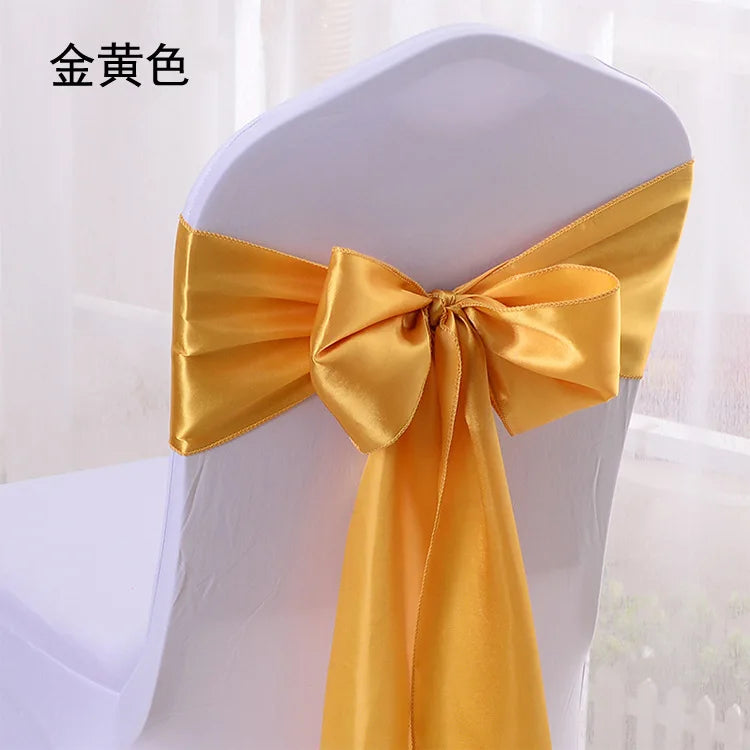(Pack of 100) 10/ Satin Chair Bow Sashes Wedding Chair Knots Ribbon Butterfly Ties For Party Event Hotel Banquet Home Decoration