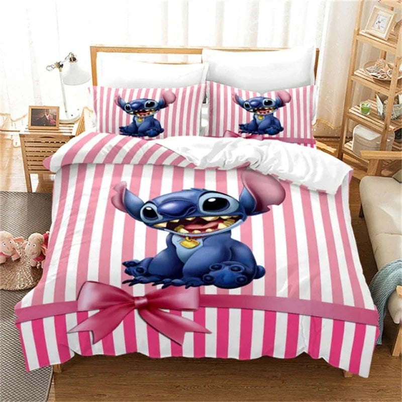 Duvet Cover 3D Anime Stitch Pattern Duvet Cover Set Pillowcase Bedding Set Single Double Queen Size Support Custom Size Kids