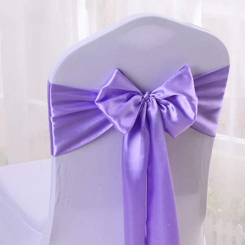 (Pack of 100) 10/ Satin Chair Bow Sashes Wedding Chair Knots Ribbon Butterfly Ties For Party Event Hotel Banquet Home Decoration