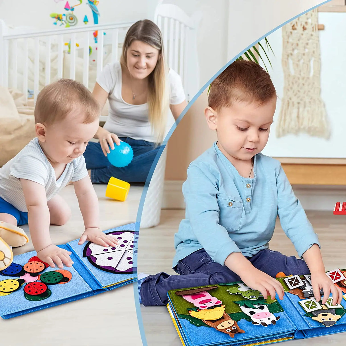 3D Montessori Storytelling Cloth Book Felt Busy Board Book Preschool Toddlers Early Learning Toy for 1-6 Years