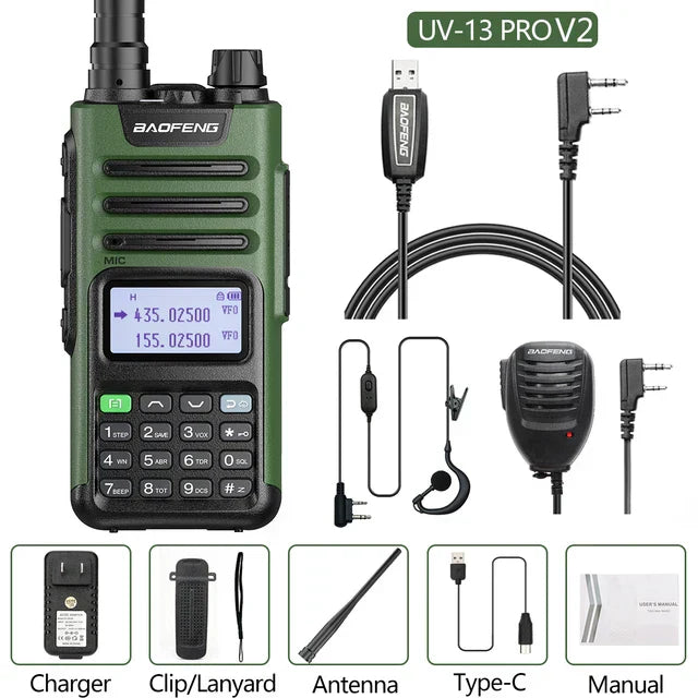 BaoFeng UV-13 PRO V2 V1 Walkie Talkie M-13 Pro Dual Band 999 Channels Type-C Long Range UV-5R Transceiver Ham CB Two Way Radio