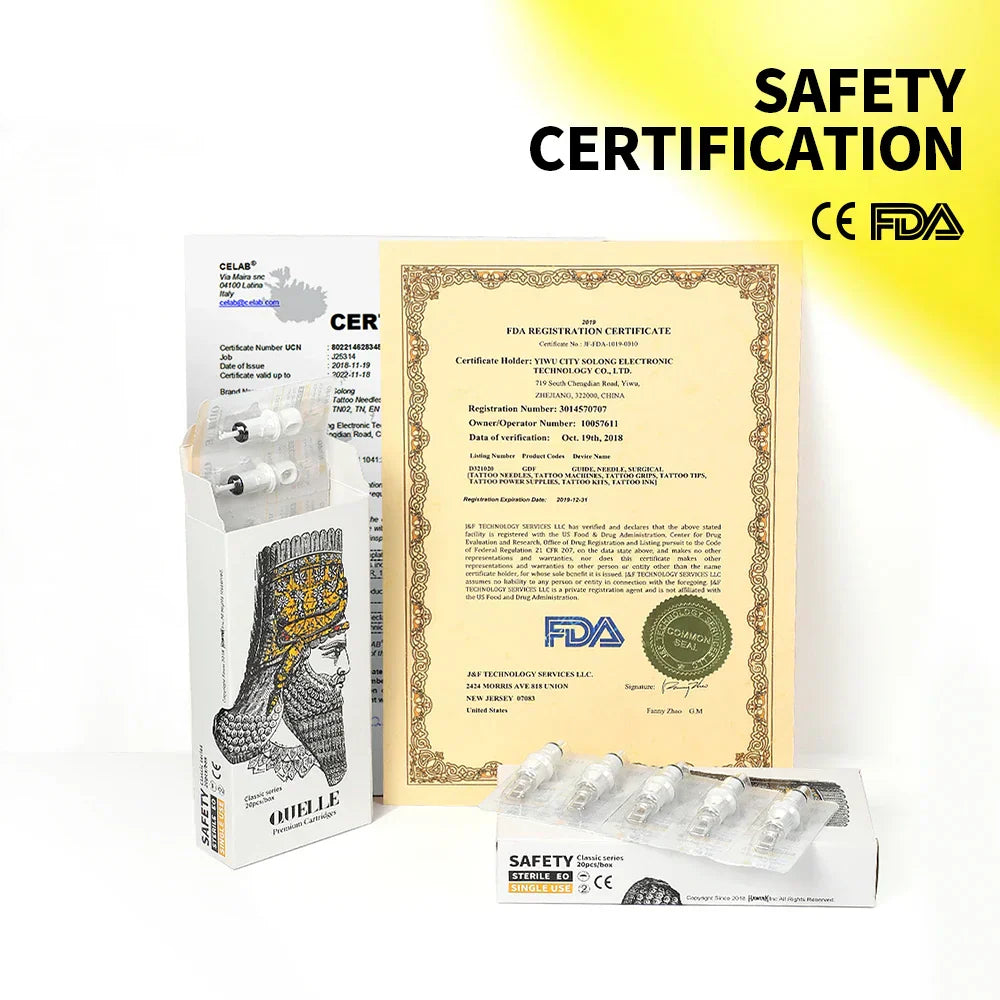 (Pack of 50) SOLONG 0.3~0.35MM Disposable Tattoo Cartridge Needles Round Liner Sterile Needle Suitable for Professional Tattooists