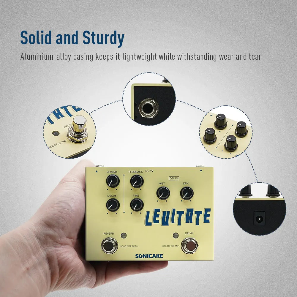 SONICAKE Levitate Digital Delay and Reverb 2 in 1 Guitar Effects Pedal QDS-02