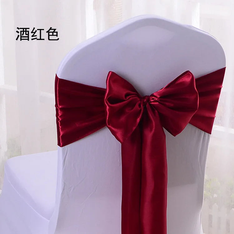 (Pack of 100) 10/ Satin Chair Bow Sashes Wedding Chair Knots Ribbon Butterfly Ties For Party Event Hotel Banquet Home Decoration