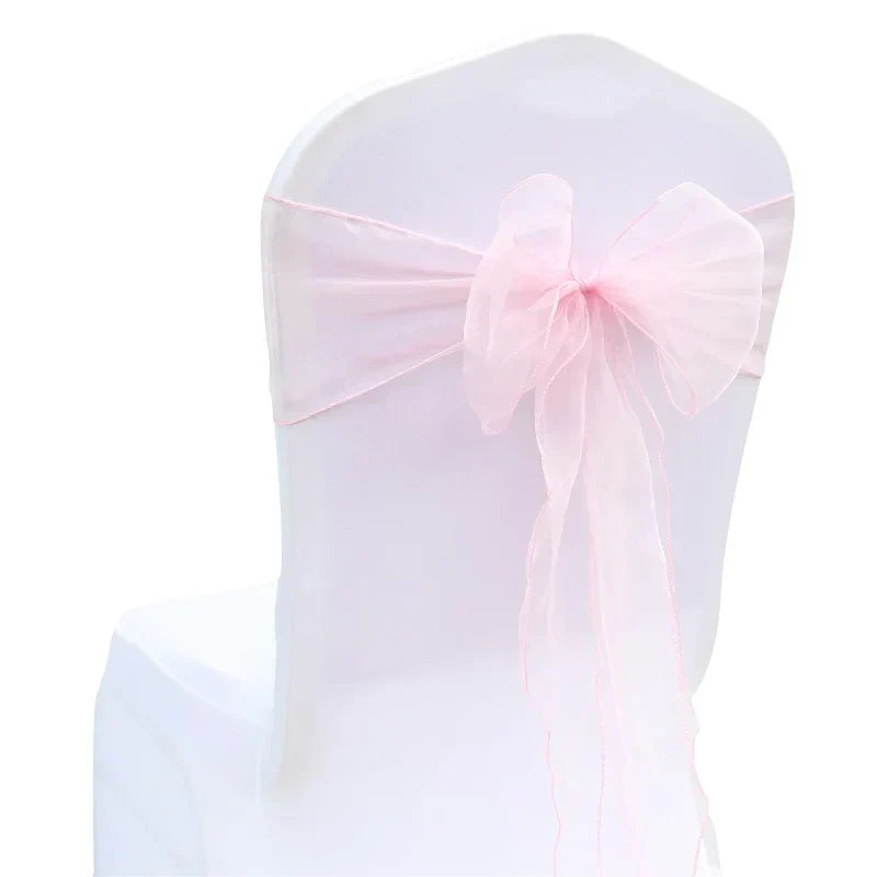 (Pack of 50) /lot Wedding Chair Decoration Organza Chair Sashes Knot Bands Chair Bows For for Wedding Party Banquet Event Chair Decors