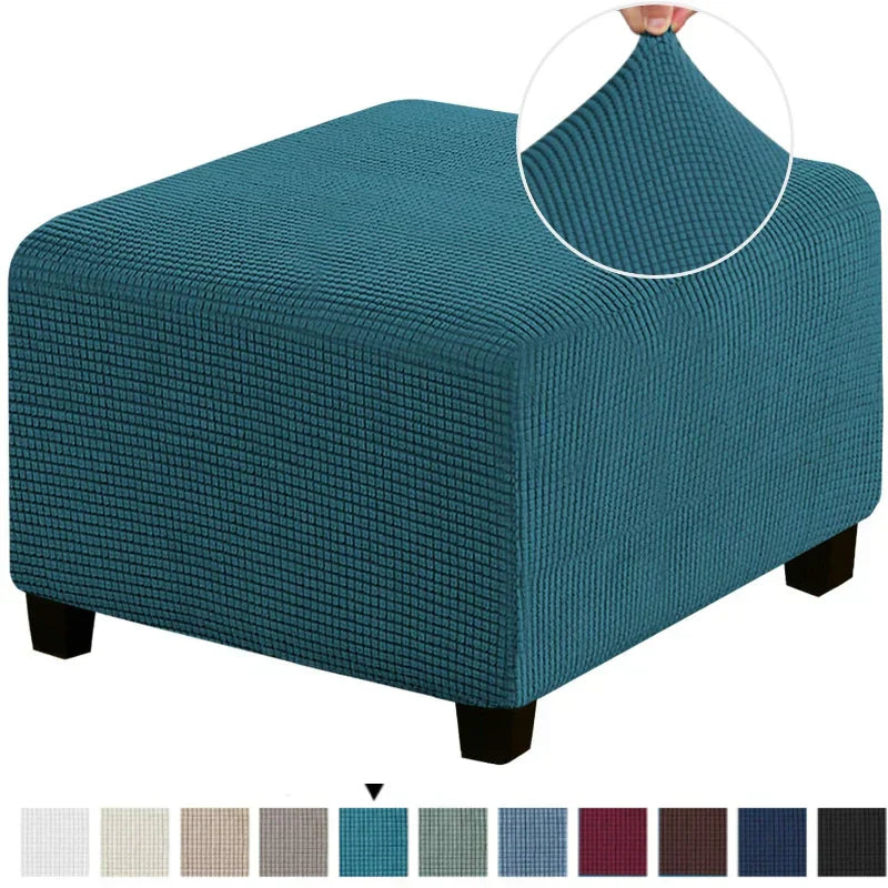 Square Footstool Cover Stretch Polar Fleece Ottoman Cover Sofa Footrest Stool Slipcover for Living Room Furniture Protector Case