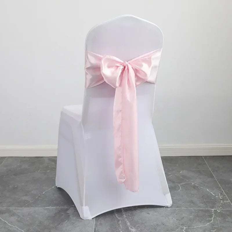 (Pack of 50) Wholesale 10/ Satin Chair Bow Sashes Wedding Chair Knot Ribbon Ties For Party Event Hotel Banquet Supplies Home Decorations