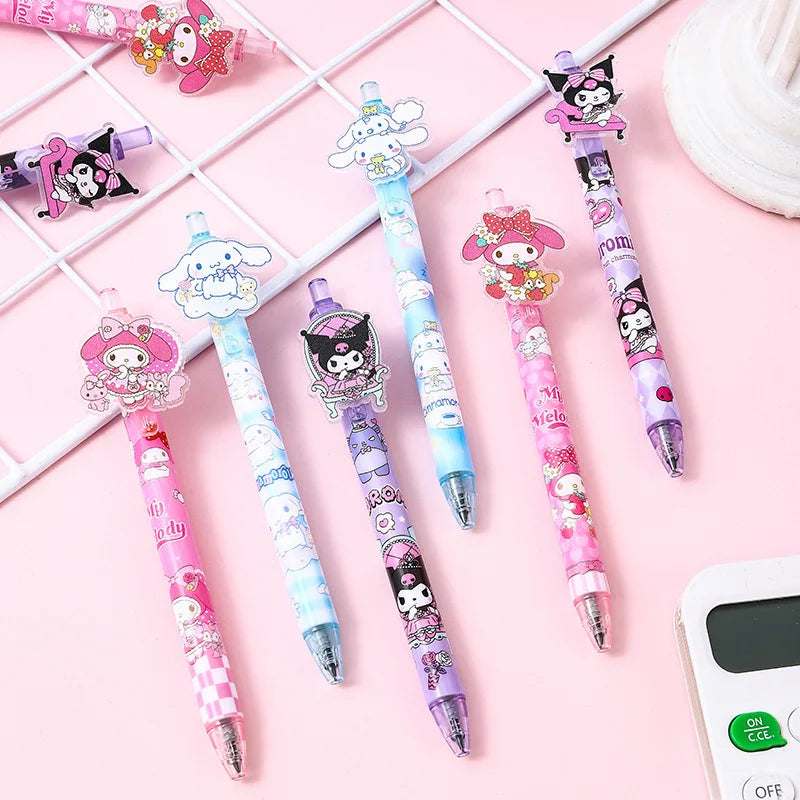 (Pack of 48) Sanrio Gel Pen New Lovely Hello Kitty Cinnamoroll Acrylic Patch Melody Cartoon Students Cute Supplies Stationery Wholesale
