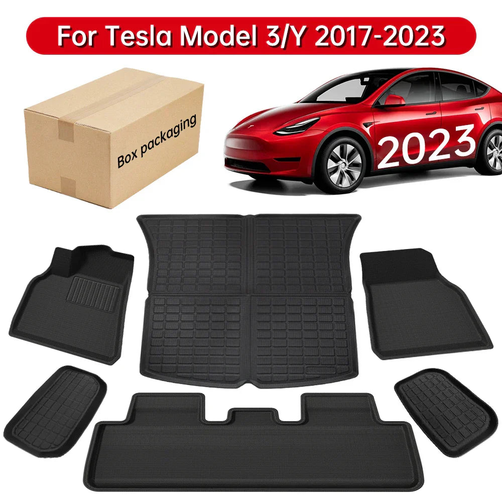 YZ Past Tesla Model 3 Y Highland Floor Mat Bagage Mat 2017 to 2024 Vier Seizoenen waterdichte 3D Vloer Liner