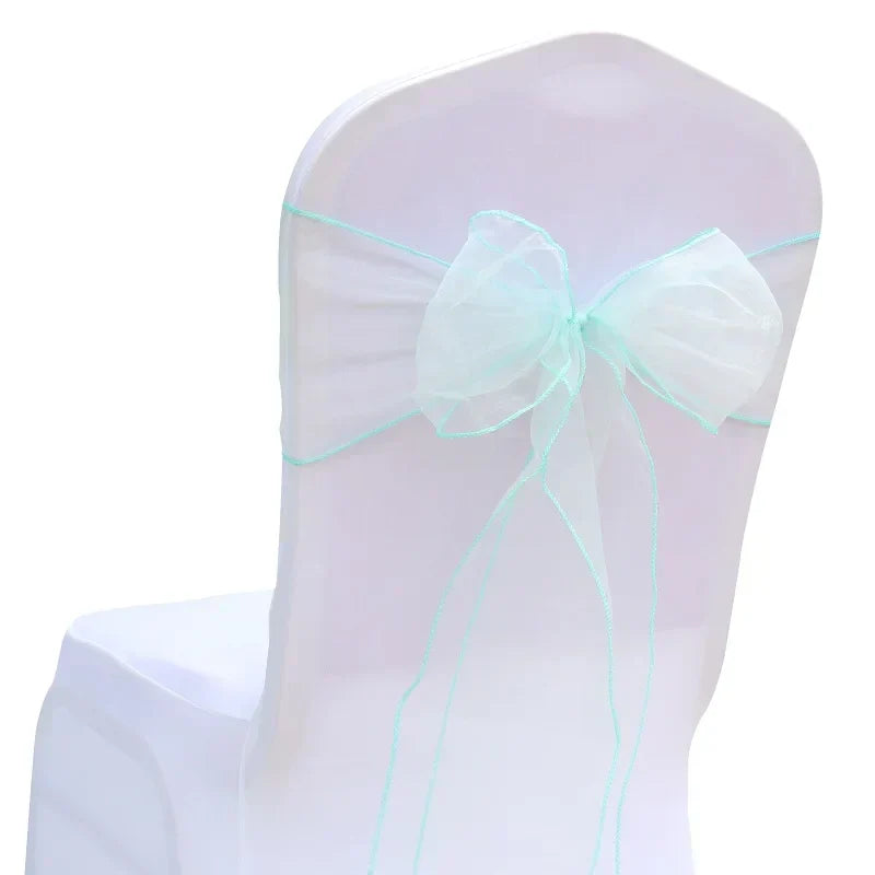 (Pack of 50) /lot Wedding Chair Decoration Organza Chair Sashes Knot Bands Chair Bows For for Wedding Party Banquet Event Chair Decors