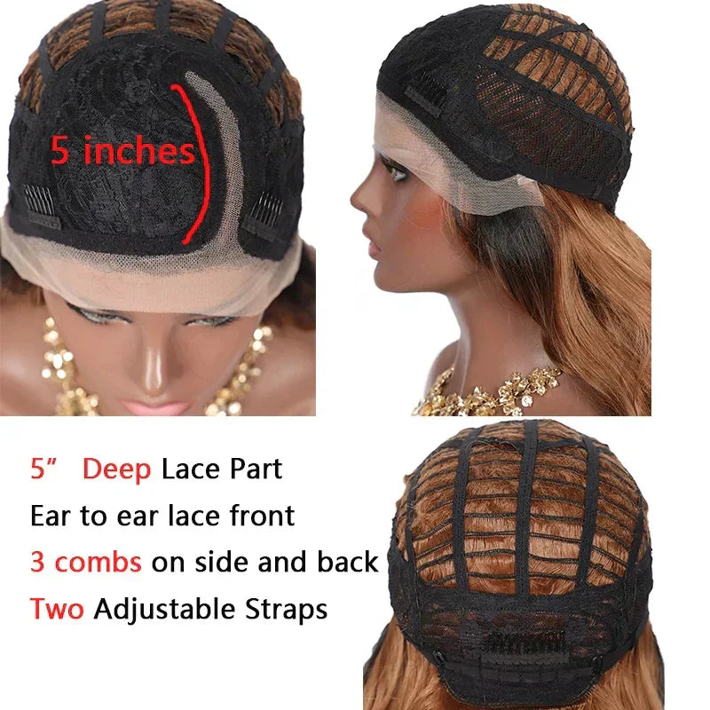 Kalyss Synthetic Lace Front Wigs for Women Pink Blue Lace Front Wigs with Baby Hair Long Curly Wavy Side Part Heat Resistant