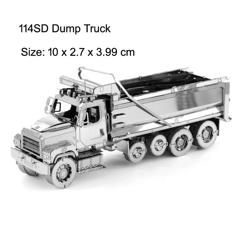 3D Metal Puzzles DIY Assembly Model Engineering Vehicle Long Nose Truck Loader Crane Mixer Car Educational Toys for Children
