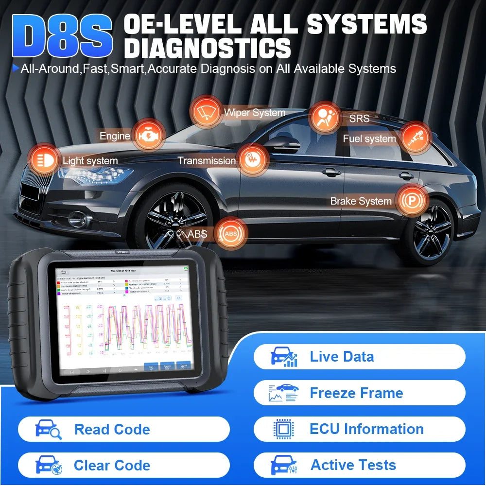 XTOOL D8S All System Car Diagnostic Tools ECU Coding Active Test Key Programmer 38 Service Topology Mapping With CAN FD DOIP