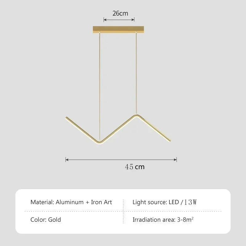 Modern LED Pendant Light Nodic Gold Hanging Chandelier For Tubular Restaurant Kitchen Office Coffee Indoor Decorative Lamps