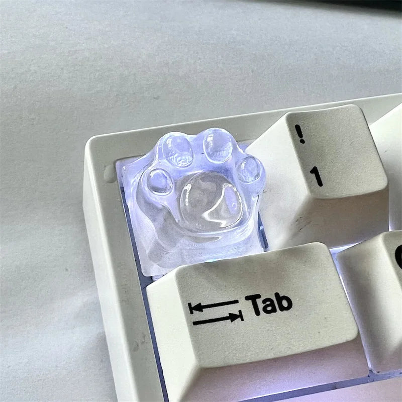 Cat Paw Clear Resin Keycap Mechanical Keyboard Computer Camer Backlit RGB Tiffany Transparent DIY Cherry Key cap Custom ESC WASD