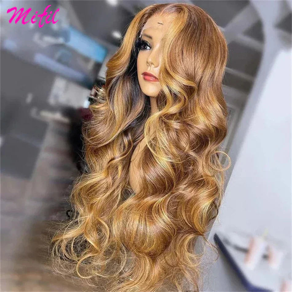 HD Glueless 13X4 Highlight Wig Human Hair Body Wave Brown Colored Lace Front Wigs For Women 13x6 Lace Frontal Wig Pre Plucked