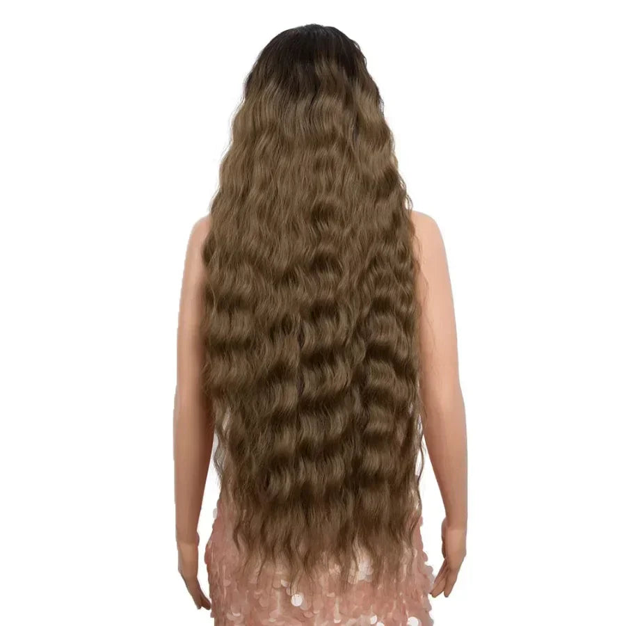 41in/104cm Lace Front Super Long Wavy Wig Middle Part Lace 130% Density Synthetic Wigs