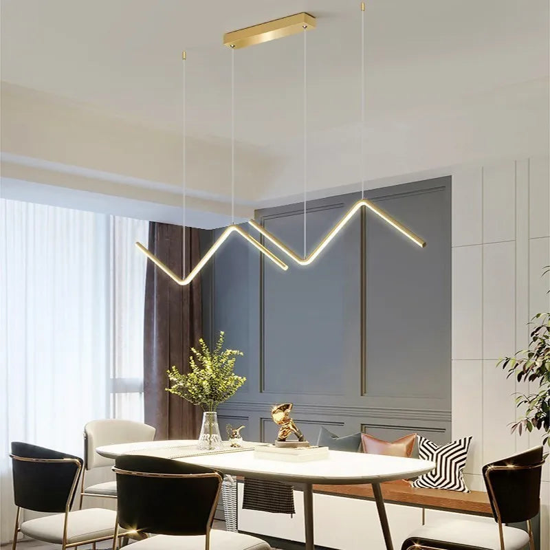Modern LED Pendant Light Nodic Gold Hanging Chandelier For Tubular Restaurant Kitchen Office Coffee Indoor Decorative Lamps