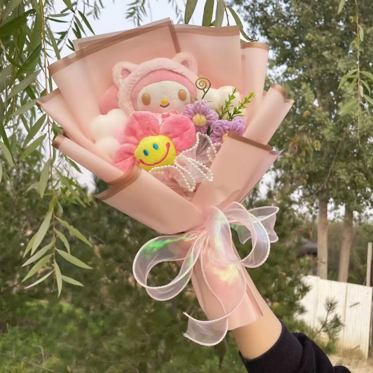 Kawaii Hello Kitty Cat Plush Dolls Rose Soap Flowers Bouquet Christmas Valentine's Day Birthday Graduation Gifts