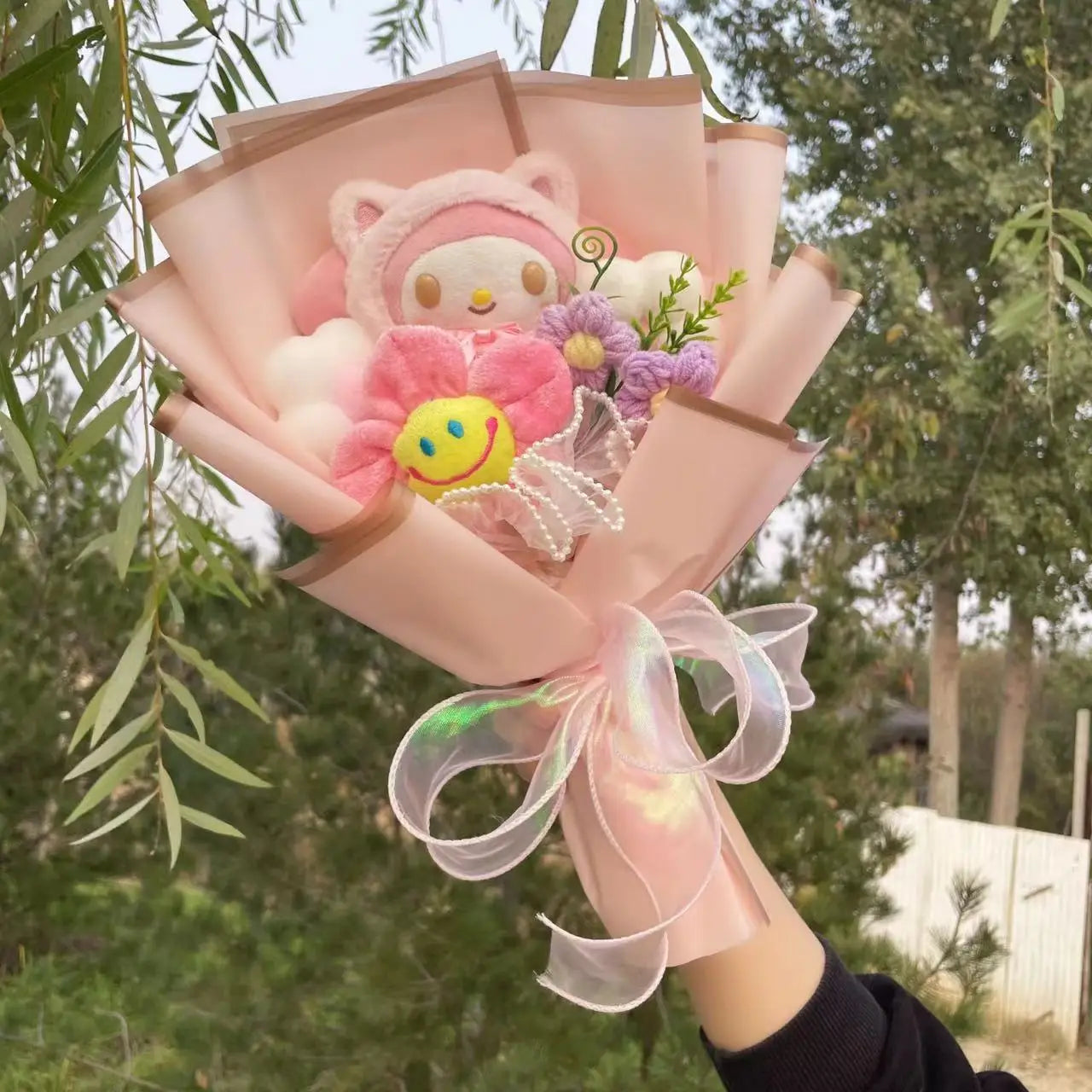 Kawaii Hello Kitty Cat Plush Dolls Rose Soap Flowers Bouquet Christmas Valentine's Day Birthday Graduation Gifts