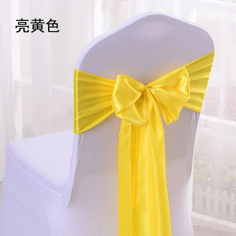 (Pack of 100) 10/ Satin Chair Bow Sashes Wedding Chair Knots Ribbon Butterfly Ties For Party Event Hotel Banquet Home Decoration