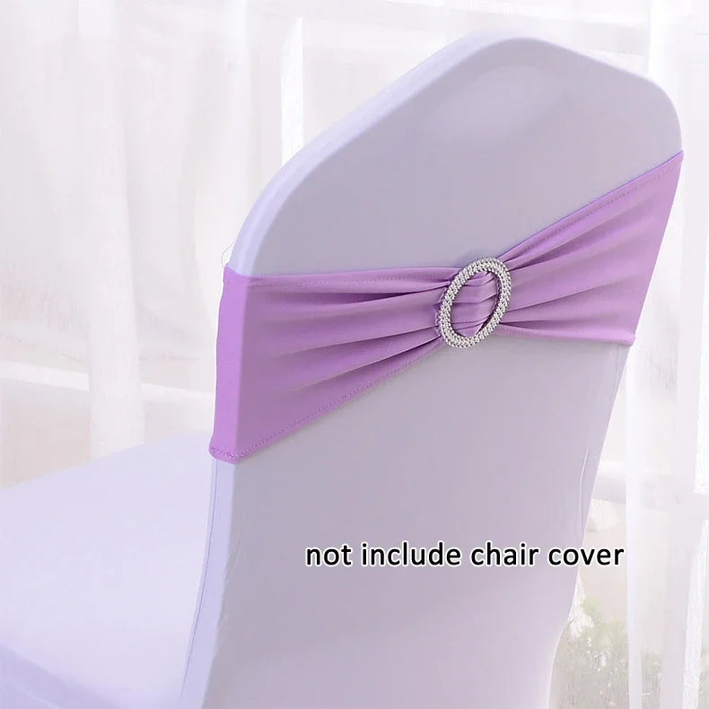 (Pack of 50) /lot Stretch Lycra Spandex Chair Covers Bands With Buckle Slider For Wedding Decorations Wholesale Chair Sashes Bow