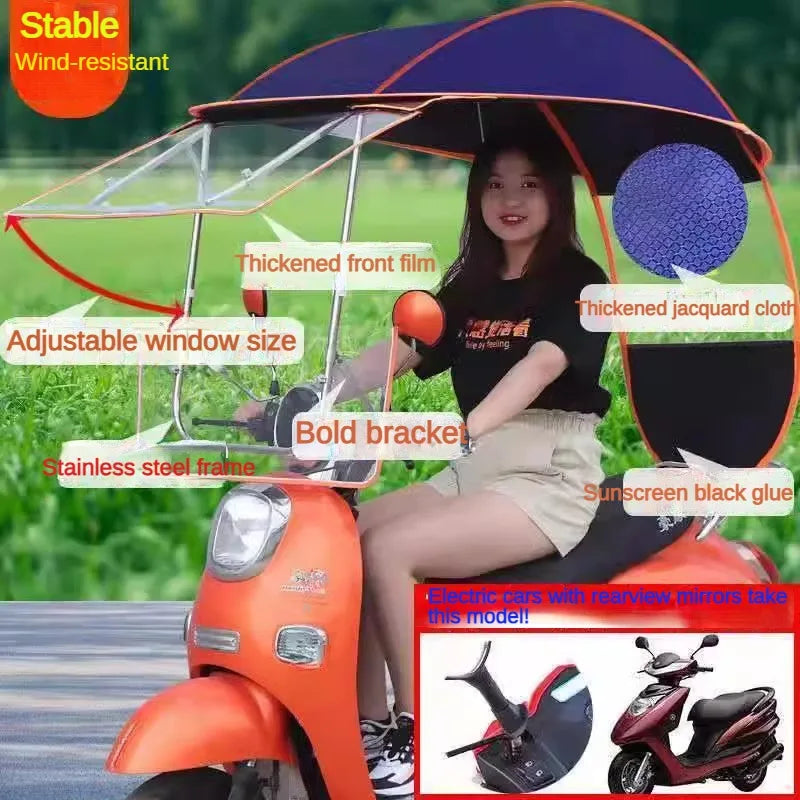 Electric vehicle canopy tricycle fully enclosed windshield rain proof car canopy sun protection sun shading motorcycle raincoat