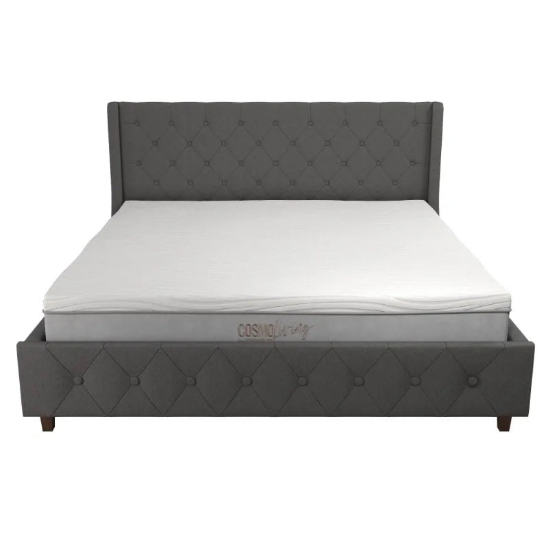 Mercer Upholstered Bed, King Gray Linen muebles de dormitorio queen bed frame bunk beds for kids loft bed