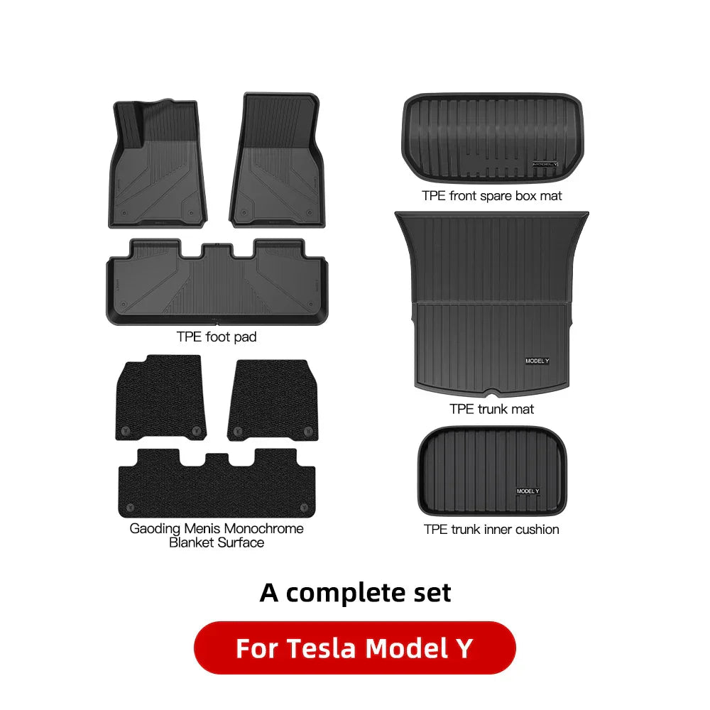 YZ For Tesla Floor Mats Model 3 Y 2021-2023 Car Four Seasons Waterproof Non-slip Floor Mat NEW TPE Special Car Accessories