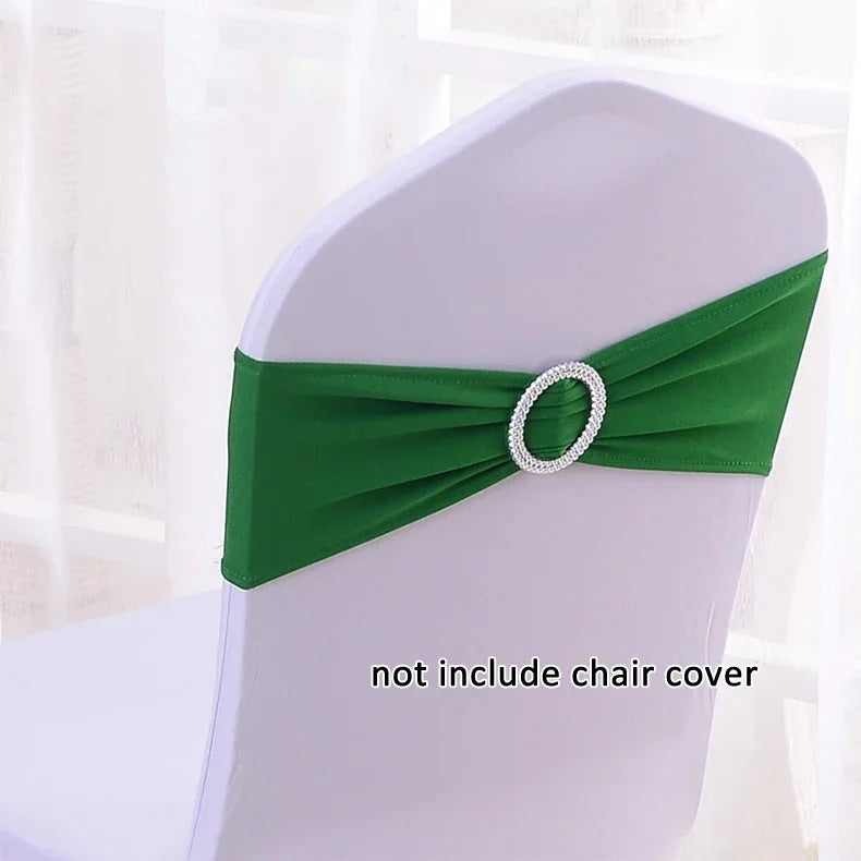 (Pack of 50) /lot Stretch Lycra Spandex Chair Covers Bands With Buckle Slider For Wedding Decorations Wholesale Chair Sashes Bow