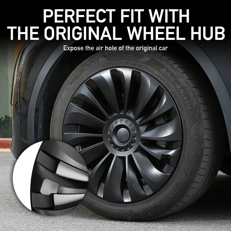 (Pack of 4) New For Tesla Model Y 19 Inch / Wheel Cover Car Automobile Hubcap Replacement Retrofit Parts Full Cover Accessories
