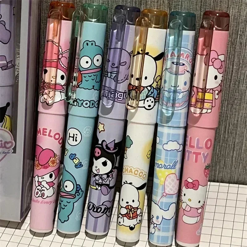 (Pack of 12) Sanrio 6/ Highlighter New Lolita Series Hello Kitty Kuromi Cute Graffiti Painting Pens Classroom Markers Student Stationery