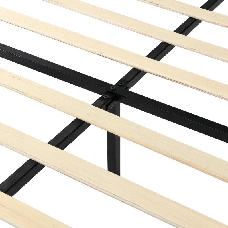 Light Grey Bed Frame with Adjustable Border Headboard King/Queen/Full Size,Bedroom double bed, adult and adolescent bed