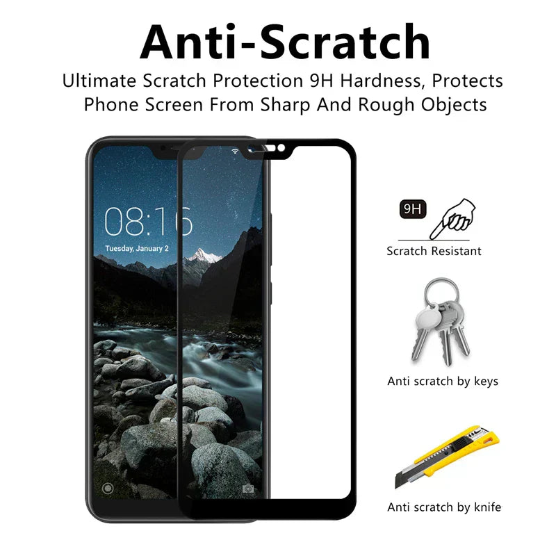 (Pack of 3) Tempered Glass for Xiaomi Mi 8 SE A2 Lite A1 Poco X3 NFC M3 F2 Pro Screen Protector for Xiaomi Mi 10T Pro 10 Lite 9 SE 9T