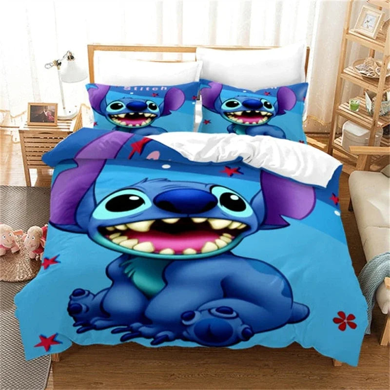 Duvet Cover 3D Anime Stitch Pattern Duvet Cover Set Pillowcase Bedding Set Single Double Queen Size Support Custom Size Kids