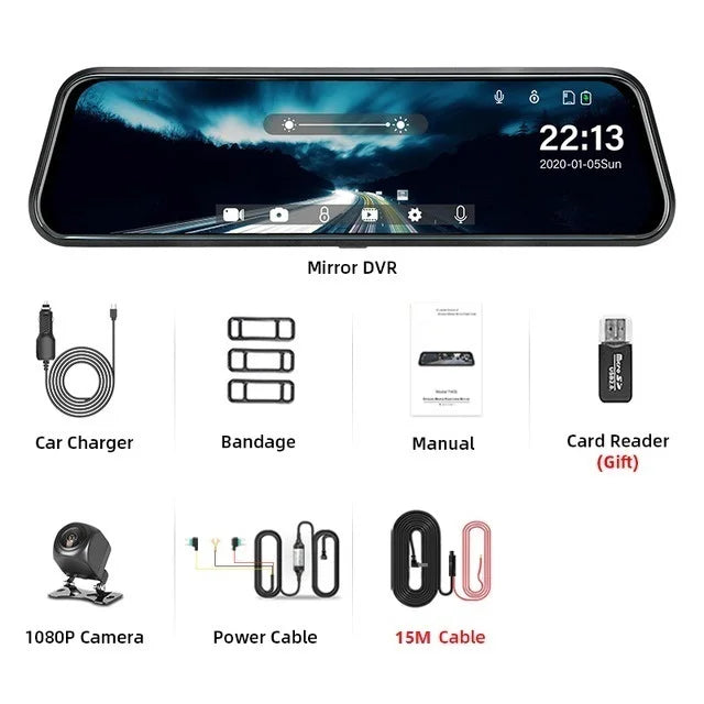 Mirror Camera for Car Touch Screen Video Recorder Rearview mirror Dash Cam Front and Rear Camera Mirror DVR Black Box