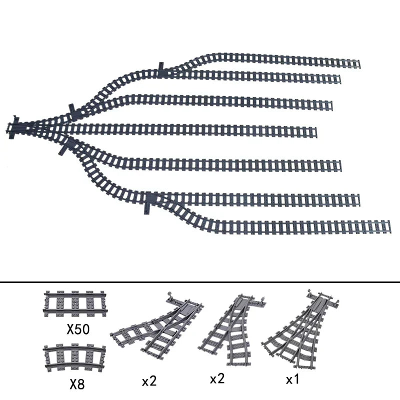 City Trains Train Rail Crossing Track Rails Soft Tracks Cruved Straight Railway Building Blocks Bricks DIY Toys For Children Boy