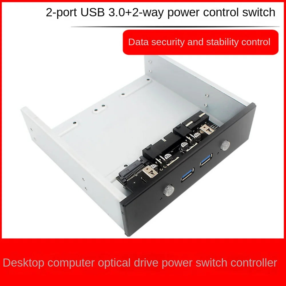 Upgrade Your Desktop's Front Panel: 5.25" Optical Drive Bit, 2-Port USB 3.0, SATA15P HDD Switch Controller, and 2.5" HDD Cage