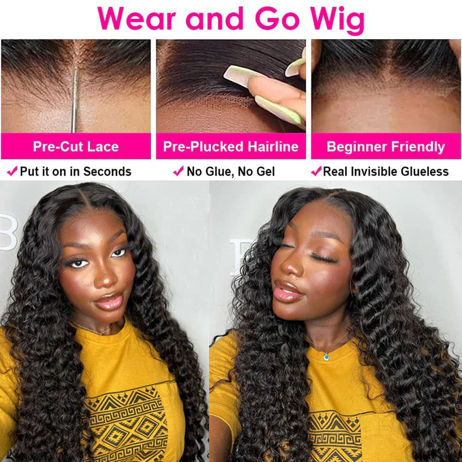 13x6 HD Lace Frontal Wigs Deep Wave Glueless Wig 13x4 Frontal Wig 5x5 Lace Closure Wig 13x6 HD Lace Front Human Hair Wig Wimmin