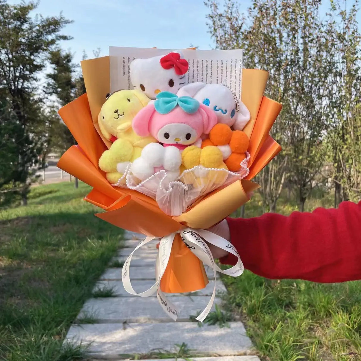 Christmas Gifts Cartoon Sanrio Plush Bouquet My Melody Kuromi Cinnamoroll Kt Cat Plush Doll Toy Valentine Graduation Gifts