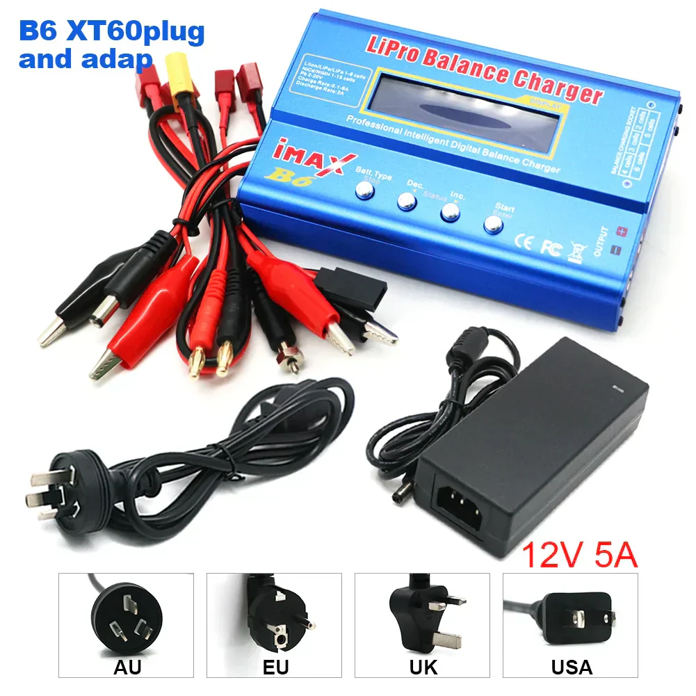 IMAX B6 80W Battery Charger Lipo NiMh Li-ion Ni-Cd Digital Lipro Balance Charger Discharger AC Power 12V 5A Adapter For Rc Car