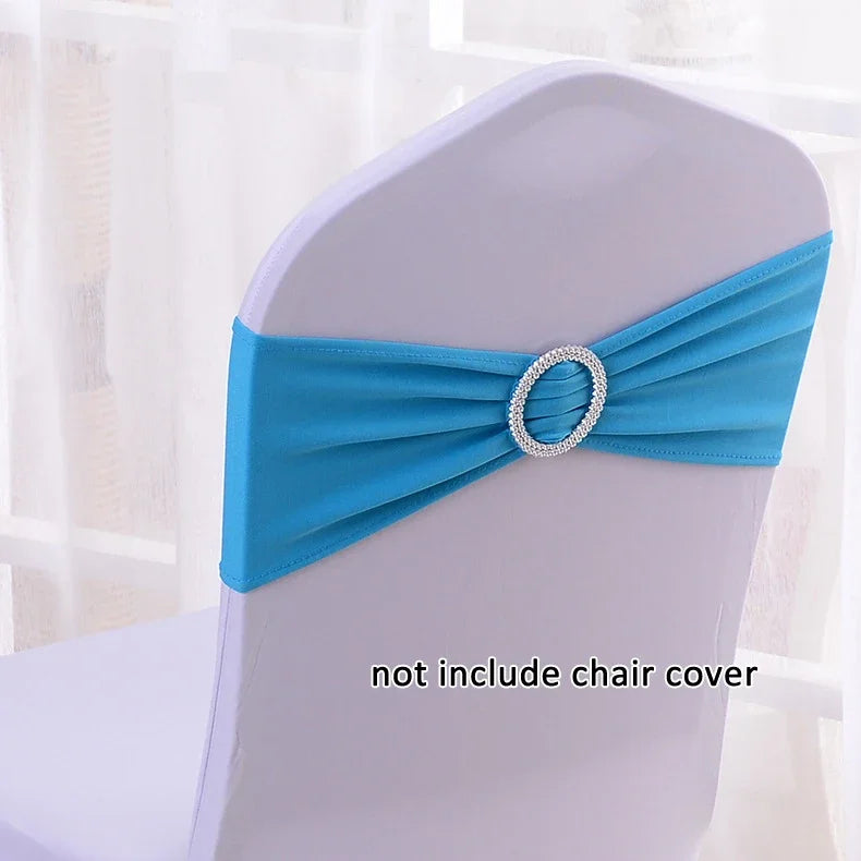 (Pack of 50) /lot Stretch Lycra Spandex Chair Covers Bands With Buckle Slider For Wedding Decorations Wholesale Chair Sashes Bow