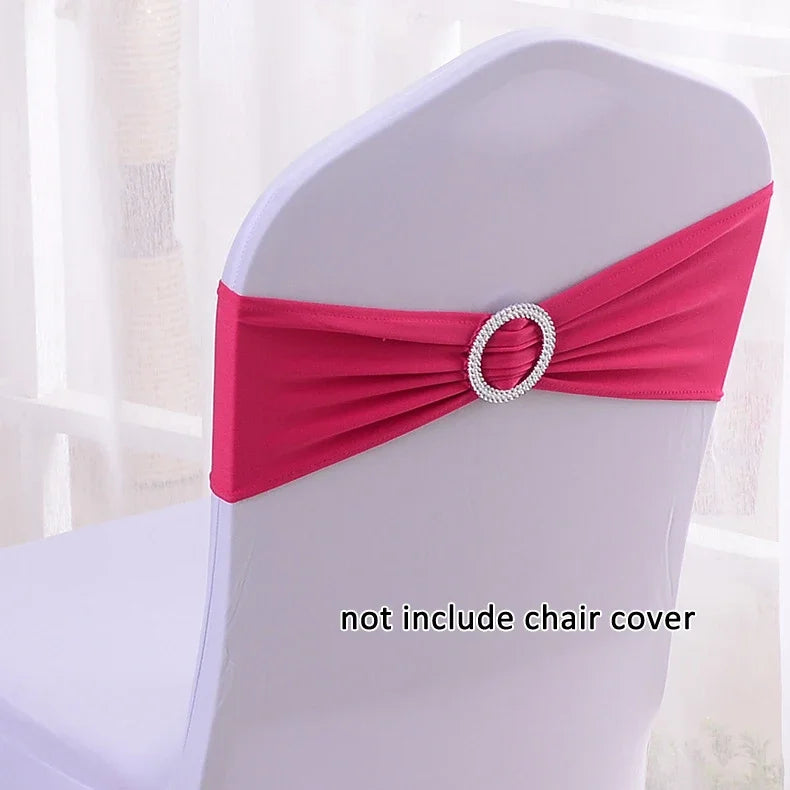 (Pack of 50) /lot Stretch Lycra Spandex Chair Covers Bands With Buckle Slider For Wedding Decorations Wholesale Chair Sashes Bow