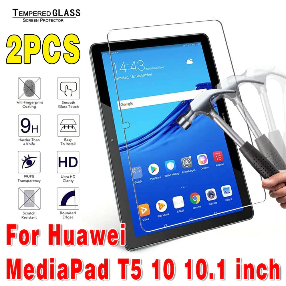 (Pack of 2) Tempered Glass Tablet Screen Protector for Huawei MediaPad 10.4 Pro 10.8 T3 T5 T8 T10 T10S M5 M6