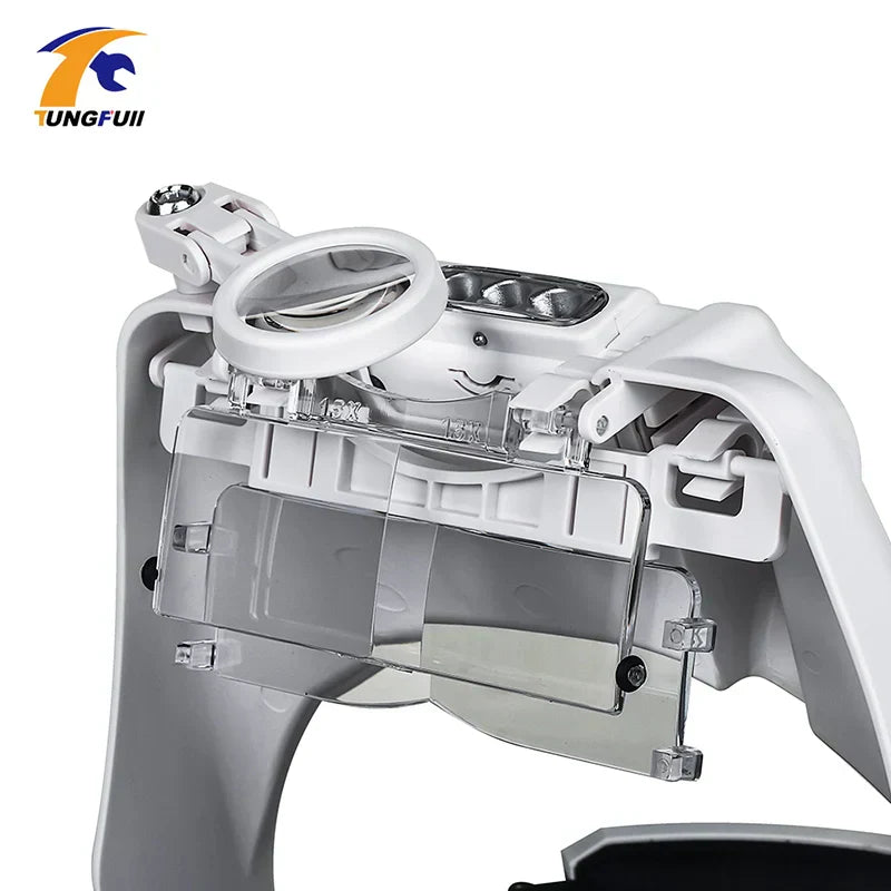 LED Headband Magnifier Hands Free Magnifying Glasses For Jewelry Loupe Watch Electronic Repair 1.5x2x2.5x3x3.5x8x Lens Loupe